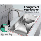 Cefito Kitchen Sink 70X45CM Stainless Steel Basin Single Bowl Silver - Front View