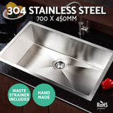Cefito Kitchen Sink 70X45CM Stainless Steel Basin Single Bowl Silver - Top-Down View