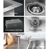 Cefito Kitchen Sink 70X45CM Stainless Steel Basin Single Bowl Silver - Rear View