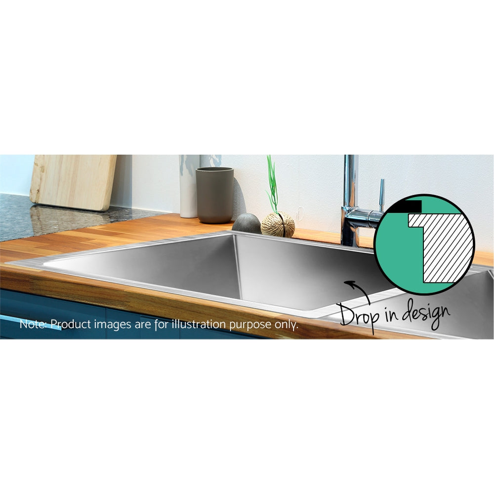 Cefito Kitchen Sink 71X45CM Stainless Steel Basin Double Bowl Silver
