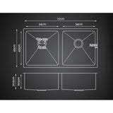 Cefito Kitchen Sink 77X45CM Stainless Steel Basin Double Bowl Silver