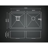 Cefito Kitchen Sink 77X45CM Stainless Steel Basin Double Bowl Silver - Front View