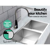 Cefito Kitchen Sink 77X45CM Stainless Steel Basin Double Bowl Silver - Top-Down View
