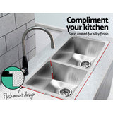 Cefito Kitchen Sink 86X44CM Stainless Steel Basin Double Bowl Silver - 45-Degree Angle