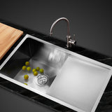 Cefito Kitchen Sink 87X45CM Stainless Steel Basin Single Bowl Silver - Low Angle