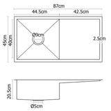 Cefito Kitchen Sink 87X45CM Stainless Steel Basin Single Bowl Silver - Front View