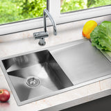 Cefito Kitchen Sink 96X45CM Stainless Steel Basin Single Bowl Silver - Close-Up Angle
