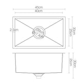 Cefito Kitchen Sink 45X30CM Stainless Steel Basin Single Bowl Black - Front View