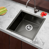 Cefito Kitchen Sink 44X44CM Stainless Steel Basin Single Bowl Black - Close-Up Angle