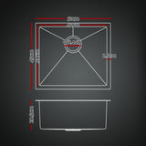 Cefito Stainless Steel Sink 51x45CM With Pull Out Mixer Tap Kitchen Single Bowl Black - Front View
