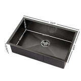 Cefito Kitchen Sink 70X45CM Stainless Steel Basin Single Bowl Black - Front View