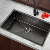 Cefito Kitchen Sink 70X45CM Stainless Steel Basin Single Bowl Black - Close-Up Angle