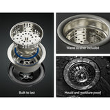 Cefito Kitchen Sink 75X45CM Stainless Steel Basin Single Bowl Drain Part Black - 45-Degree Angle