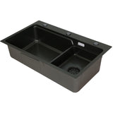 Cefito Kitchen Sink 75X45CM Stainless Steel Basin Single Bowl Drain Part Black - Close-Up Angle