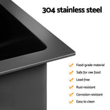 Cefito Stainless Steel Sink 77x45CM With Pull Out Mixer Tap Kitchen Double Bowl Black - Top-Down View