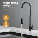 Cefito Stainless Steel Sink 77x45CM With Pull Out Mixer Tap Kitchen Double Bowl Black - 45-Degree Angle