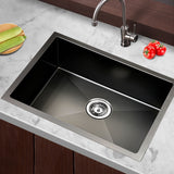 Cefito Kitchen Sink 60X45CM Stainless Steel Basin Single Bowl Black - Close-Up Angle