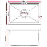 Cefito Kitchen Sink 44X34CM Stainless Steel Nano Basin Single Bowl Silver - Front View