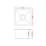 Cefito Kitchen Sink 36X36CM Stainless Steel Nano Basin Single Bowl Silver - Front View