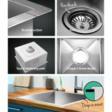 Cefito Kitchen Sink 36X36CM Stainless Steel Nano Basin Single Bowl Silver - 45-Degree Angle