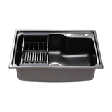 Cefito Kitchen Sink 61X43CM Stainless Steel Basin Single Bowl Black Drain Basket - Side View