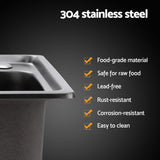 Cefito Kitchen Sink 61X43CM Stainless Steel Basin Single Bowl Black Drain Basket - Top-Down View