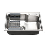 Cefito Kitchen Sink 61X43CM Stainless Steel Basin Single Bowl Silver Drain Basket - Side View