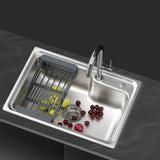 Cefito Kitchen Sink 61X43CM Stainless Steel Basin Single Bowl Silver Drain Basket - Close-Up Angle