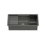 Cefito Kitchen Sink 81X45CM Stainless Steel Single Bowl Drain Rack Basket Black - Side View