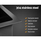 Cefito Kitchen Sink 81X45CM Stainless Steel Single Bowl Drain Rack Basket Black - Top-Down View