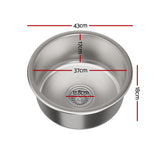 Cefito Kitchen Sink 43cm Round Stainless Steel Basin Single Bowl Silver - Front View