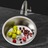 Cefito Kitchen Sink 43cm Round Stainless Steel Basin Single Bowl Silver - Close-Up Angle