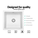 Cefito Stone Kitchen Sink 450X450MM Granite Under/Topmount Basin Bowl Laundry White - 45-Degree Angle