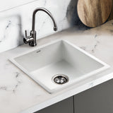 Cefito Stone Kitchen Sink 450X450MM Granite Under/Topmount Basin Bowl Laundry White - Low Angle