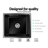 Cefito Stone Kitchen Sink 460X410MM Granite Under/Topmount Basin Bowl Laundry Black - Top-Down View