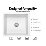 Cefito Stone Kitchen Sink 460X410MM Granite Under/Topmount Basin Bowl Laundry White - Side View