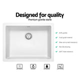 Cefito Stone Kitchen Sink 610X470MM Granite Under/Topmount Basin Bowl Laundry White - Side View