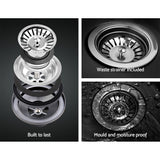 Cefito Kitchen Sink 80X48CM Granite Stone Kitchen Sinks in Black - 45-Degree Angle