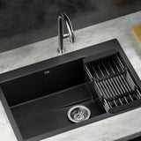 Cefito Kitchen Sink 80X48CM Granite Stone Kitchen Sinks in Black - Low Angle