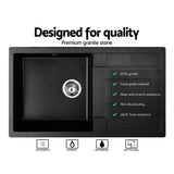 Cefito Stone Kitchen Sink 860X500MM Granite Under/Topmount Basin Bowl Laundry Black - Top-Down View