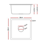 Cefito Kitchen Sink 38x38cm Granite Stone Sink Single Bowl Black - Front View