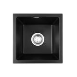 Cefito Kitchen Sink 38x38cm Granite Stone Sink Single Bowl Black - Side View
