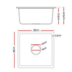 Cefito Kitchen Sink 38x38cm Granite Stone Sink Single Bowl White