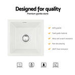 Cefito Kitchen Sink 38x38cm Granite Stone Sink Single Bowl White