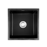 Cefito Kitchen Sink 45x45cm Granite Stone Sink Single Bowl Black - Side View