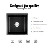 Cefito Kitchen Sink 45x45cm Granite Stone Sink Single Bowl Black - Top-Down View