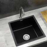 Cefito Kitchen Sink 45x45cm Granite Stone Sink Single Bowl Black - Close-Up Angle