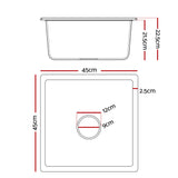 Cefito Kitchen Sink 45x45cm Granite Stone Sink Single Bowl White - Front View