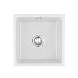 Cefito Kitchen Sink 45x45cm Granite Stone Sink Single Bowl White - Side View