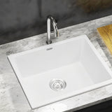 Cefito Kitchen Sink 55x45cm Granite Stone Sink Single Bowl White - Front View